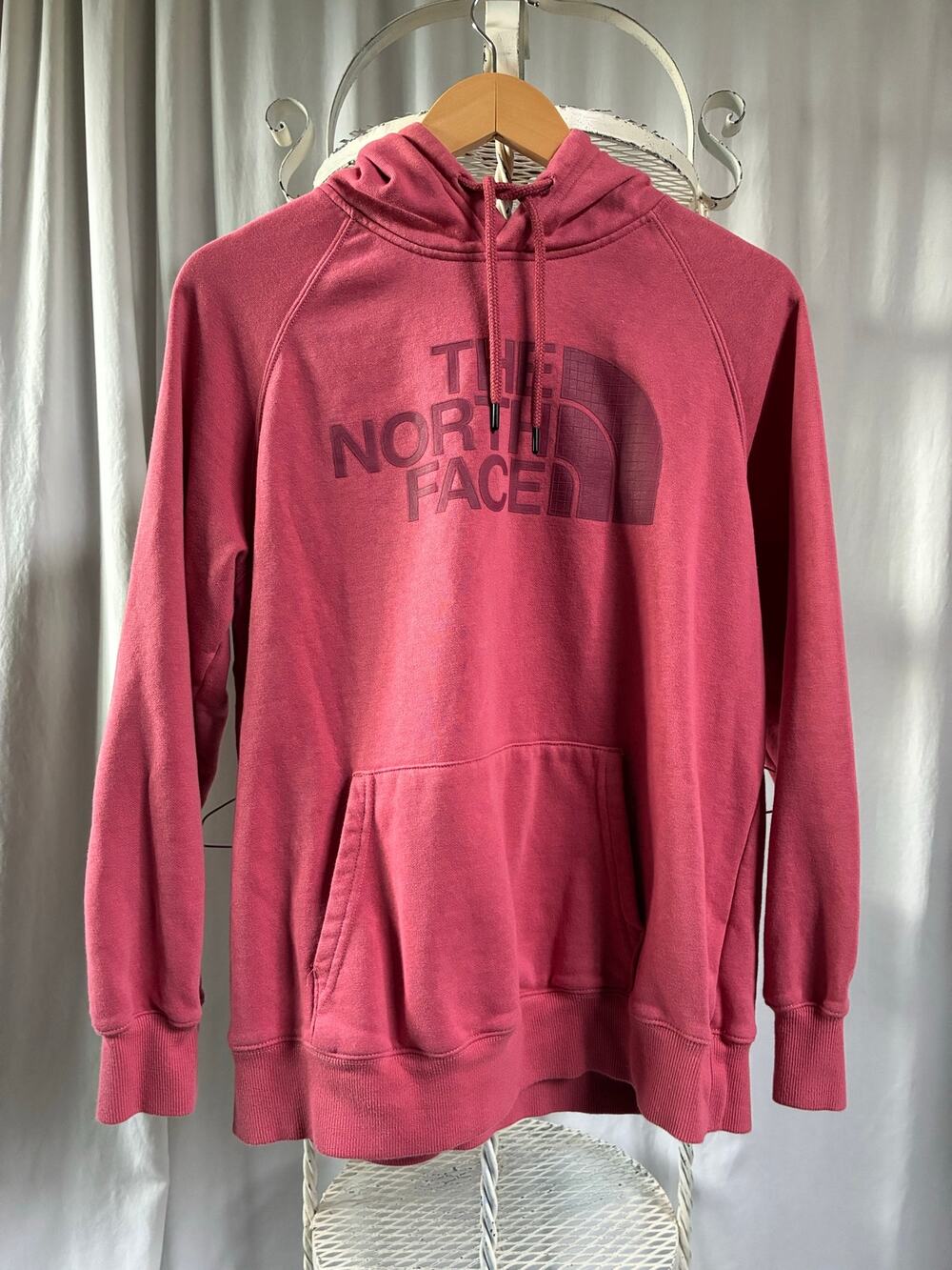 The North Face Hoodie Pull Over Dusty Rose Half Dome Logo Pouch Pockets Women L